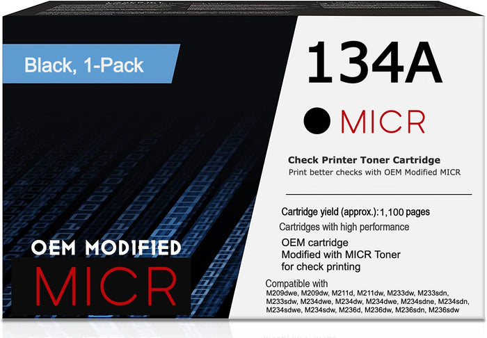 HP 134A OEM Modified W1340A MICR Toner Cartridge
