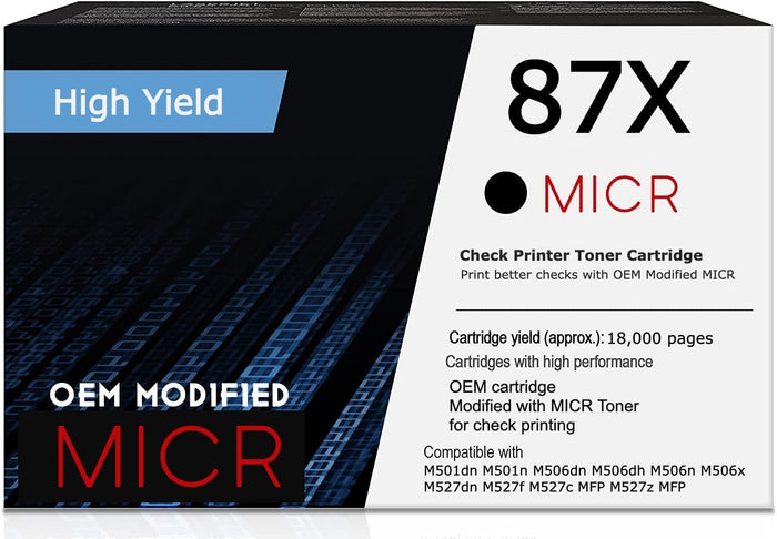 HP 87X OEM Modified MICR CF287X Genuine Toner Cartridge (High Yield)