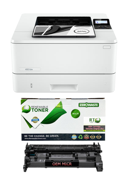 HP 4001dw LaserJet Check Printer Bundle with 1 RT W1480A MICR Toner Cartridge