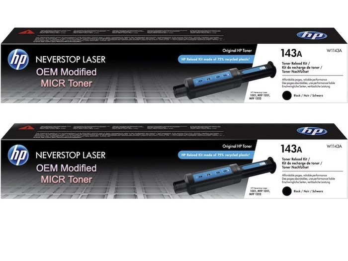 HP 143A OEM Modified MICR W1143A Genuine Toner Cartridge (2-Pack)