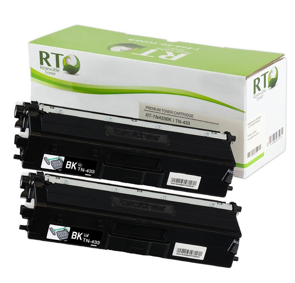 RT TN433 Compatible Brother TN-433 Toner Cartridge, High Yield (Black, 2-Pack)