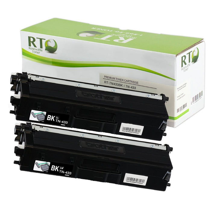 RT TN433 Compatible Brother TN-433 Toner Cartridge, High Yield (Black, 2-Pack)