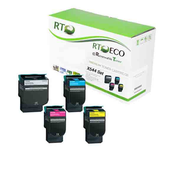 RT Compatible Lexmark X544 Toner Set, High Yield (CMYK, 4-pack)