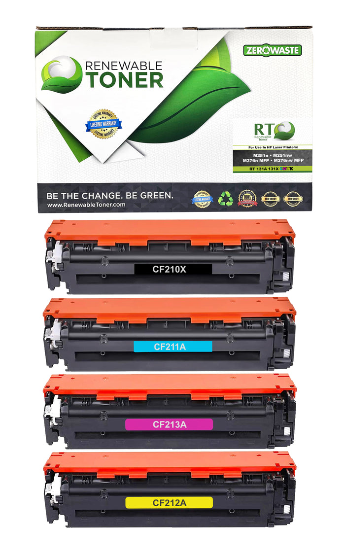 RT 131A 131X Compatible HP Color Toner Set (CMYK, 4-Pack)