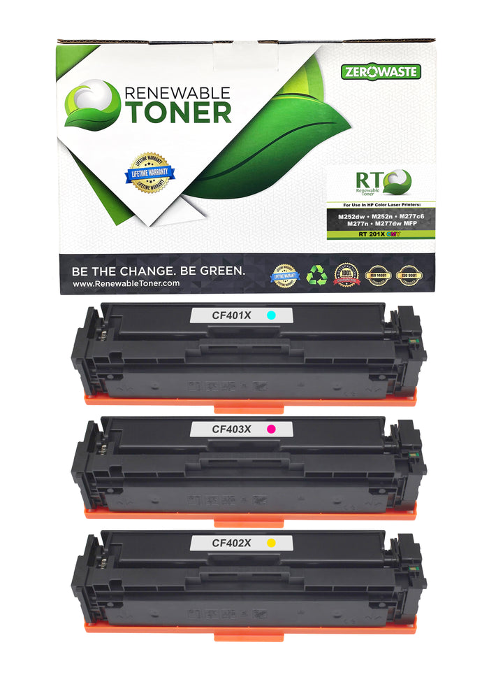 RT 201X Compatible HP Color Toner Set, High Yield (CMY, 3-Pack)