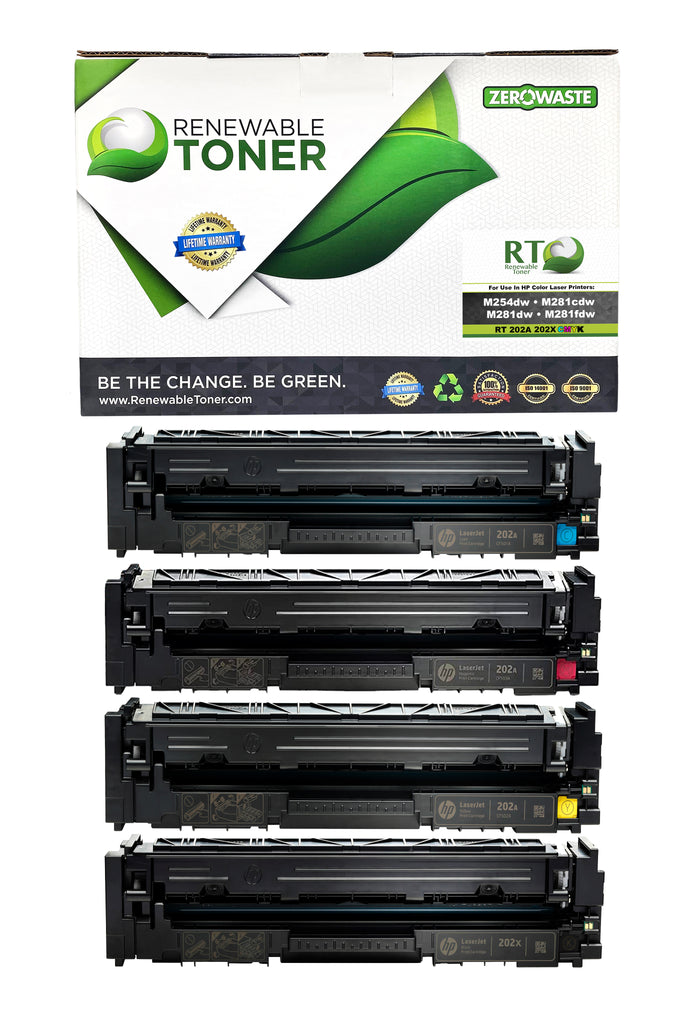RT 202A Compatible HP 202X Color Toner Set, High Yield (CMYK, 4-Pack)