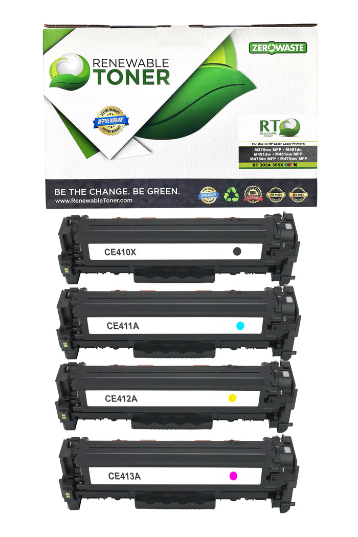 RT 305A 305X Compatible HP Color Toner Set (CMYK, 4-pack)