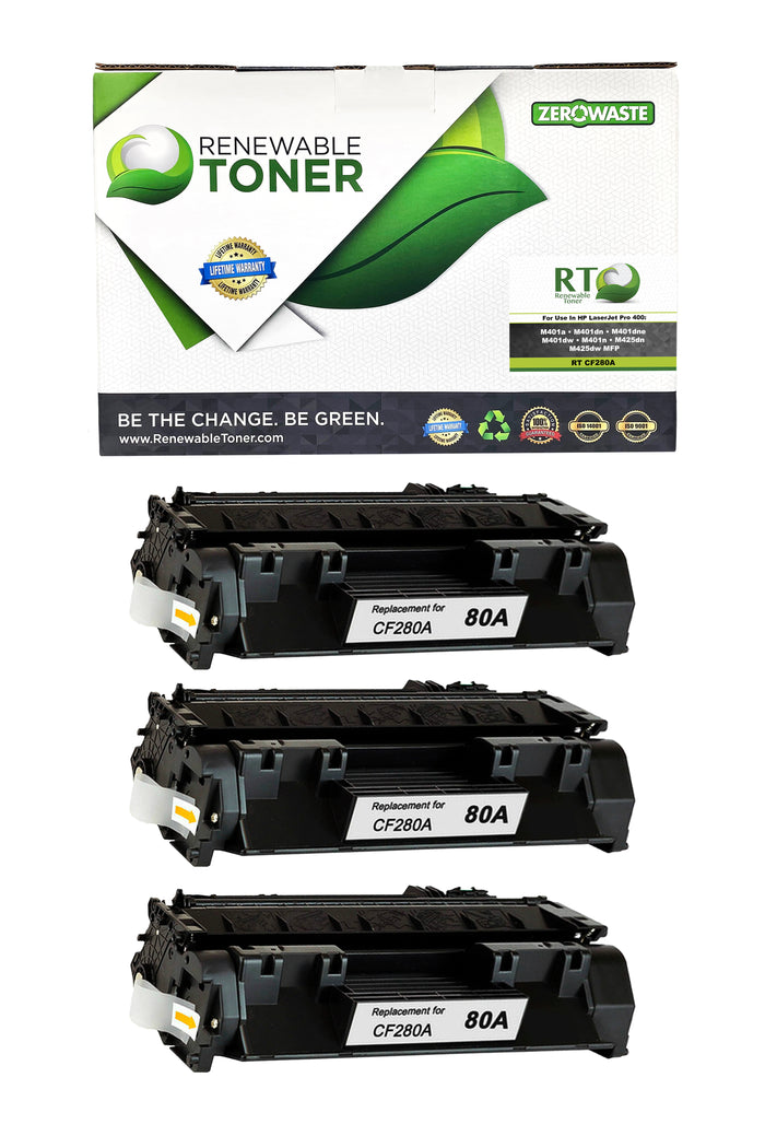 RT 80A Compatible HP CF280A Toner Cartridge (3-Pack)