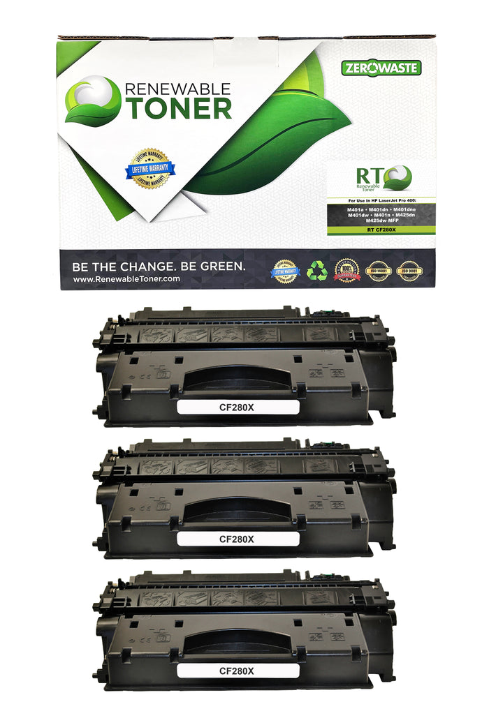 RT 80X Compatible HP CF280X Toner Cartridge (High Yield, 3-Pack)