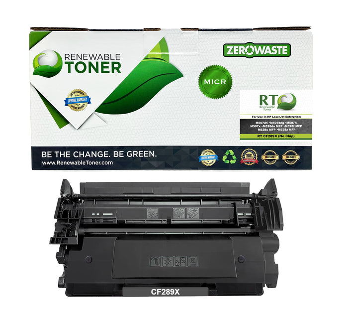 RT CF289X 89X Compatible MICR Toner Cartridge (No Chip)