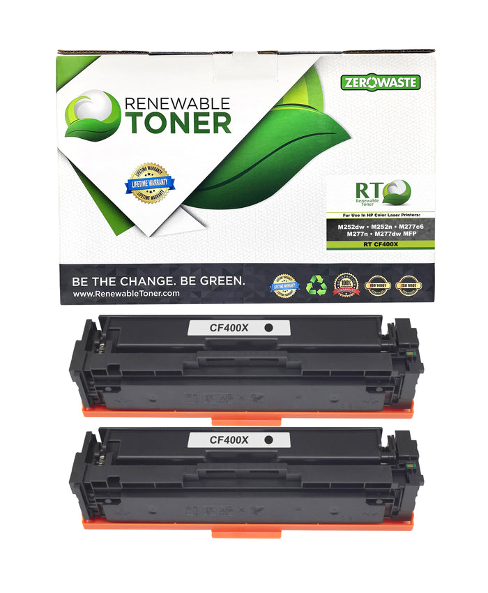 RT 201X Compatible HP CF400X Toner Cartridge, High Yield (Black, 2-Pack)