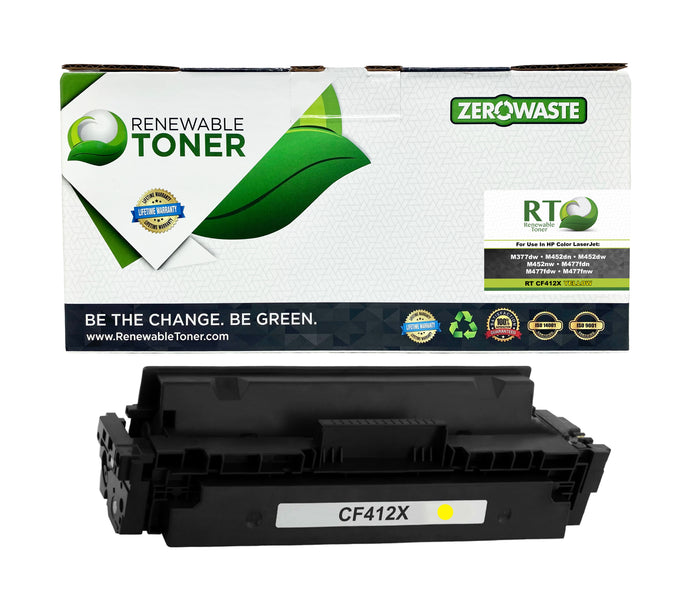 RT 410X Compatible HP CF412X Toner Cartridge (High Yield, Yellow)