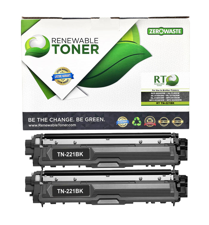 RT TN221 Compatible Brother TN-221BK Toner Cartridge (2-Pack)