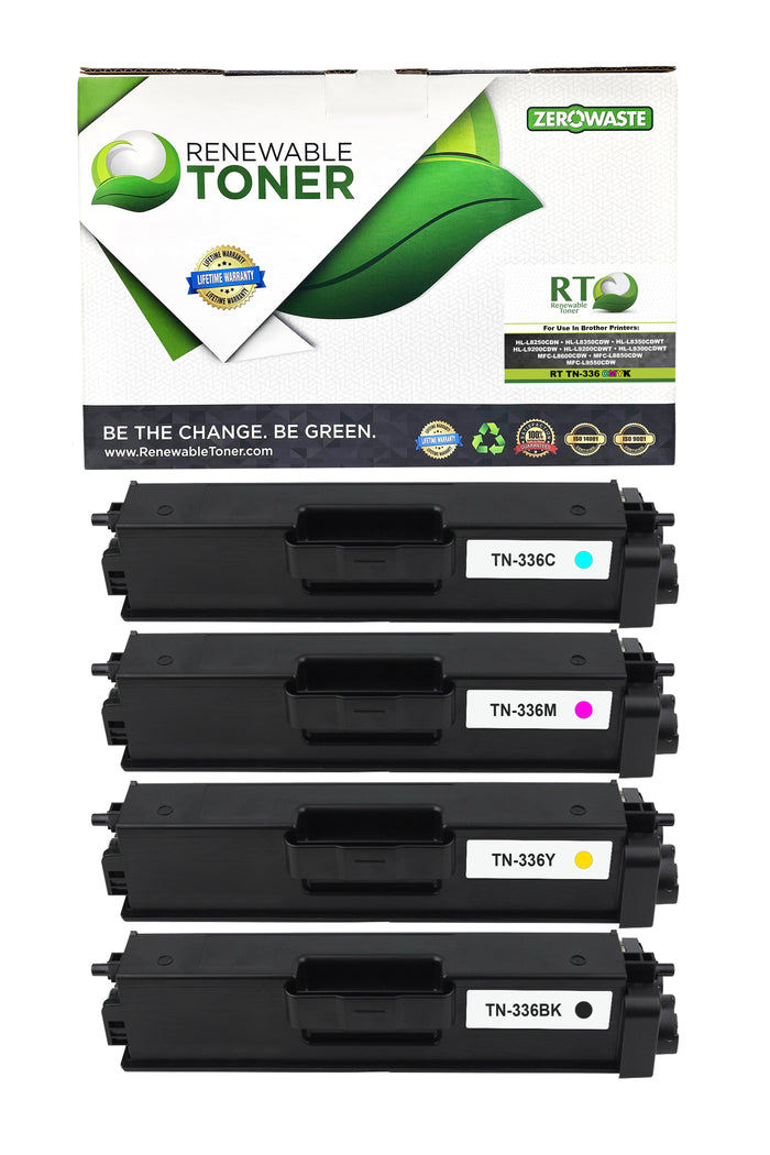 RT TN336 Compatible Brother TN-336 Color Toner Set (CMYK, 4-Pack)