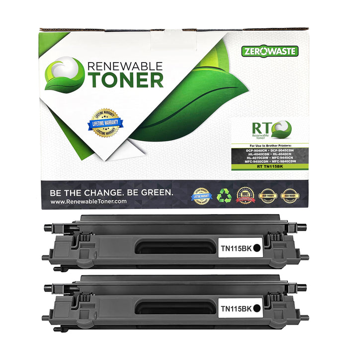 RT TN-115 Compatible Brother TN115BK Toner Cartridge (2-pack)
