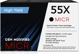 HP 55X OEM Modified MICR CE255X Genuine Toner Cartridge, High Yield