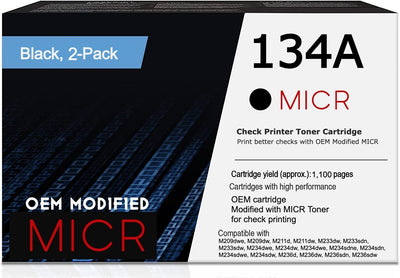 HP 134A OEM Modified W1340A MICR Toner Cartridge (2-Pack)