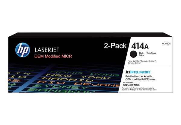 HP 414A OEM Modified W2020A MICR Toner Cartridge (2-Pack)