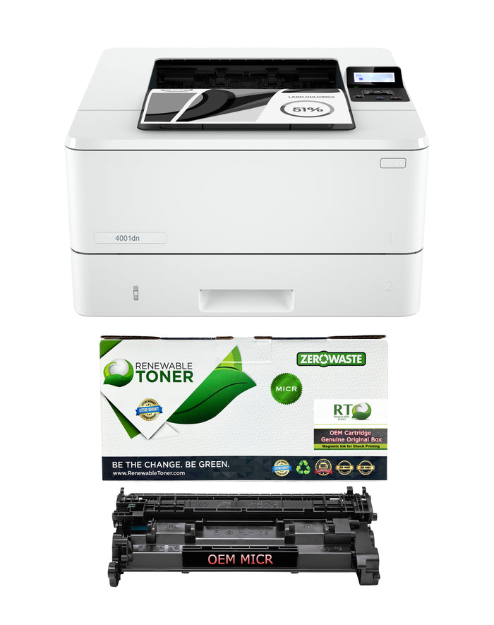 RT 4001dn LaserJet Printer Bundle with 1 RT W1480A MICR Ca – Renewable Toner