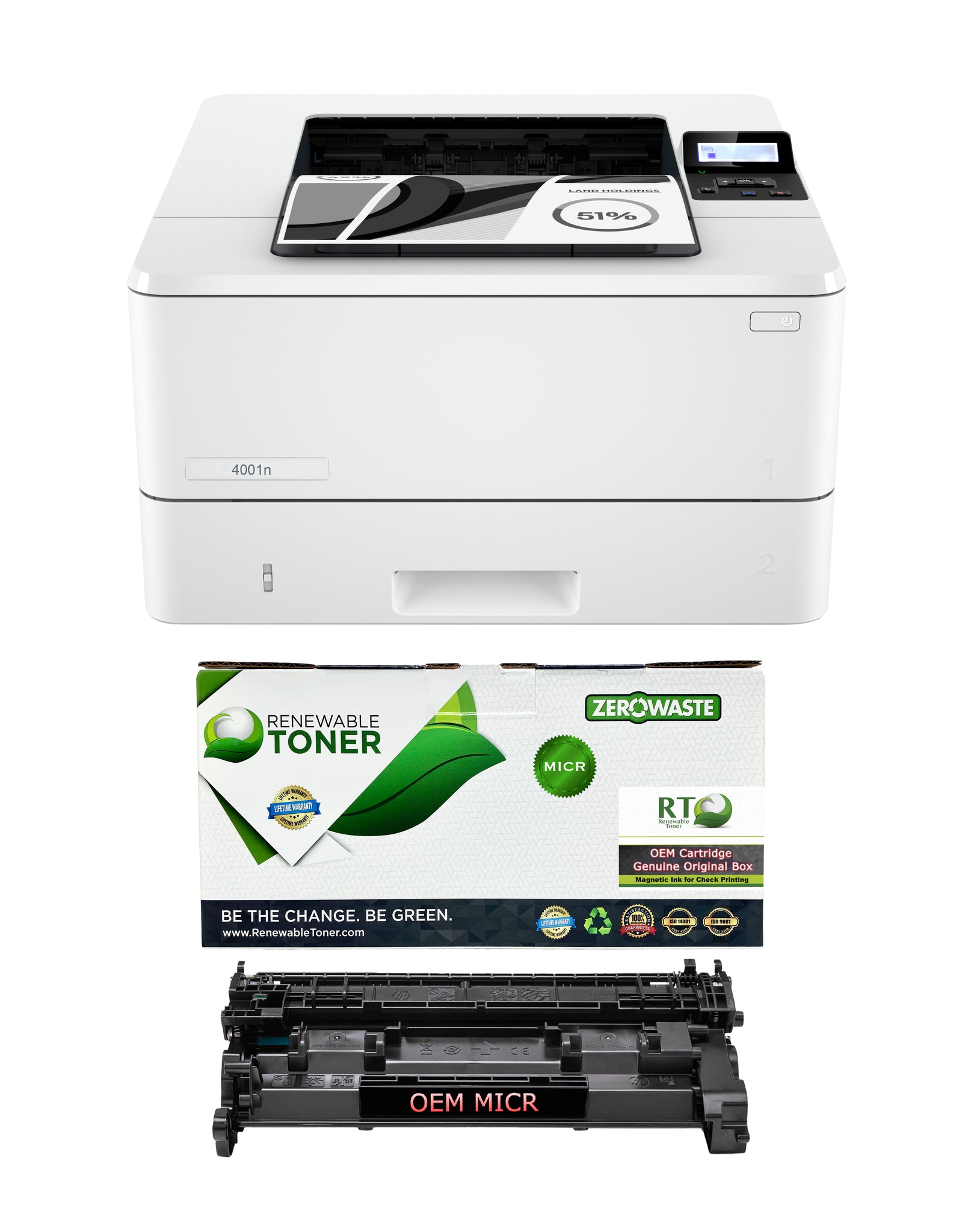 RT 4001n LaserJet Check Printer Bundle with 1 RT W1480A MICR Toner Cartridge