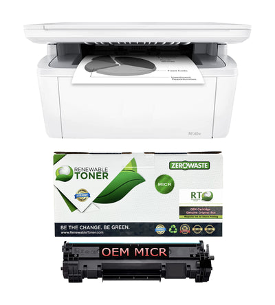 HP M140w LaserJet Check Printer Bundle with 1 RT W1410A MICR Toner Cartridge