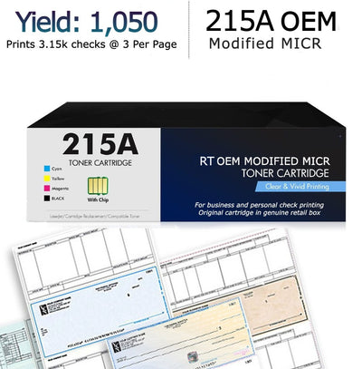 RT 215A OEM Modified MICR with Genuine HP W2310A Toner Cartridge