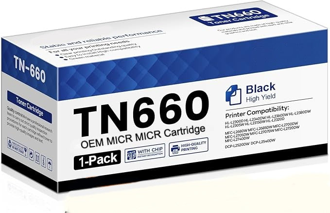 Brother TN-660 OEM Modified TN660 MICR Toner Cartridge (High Yield)