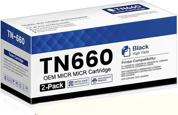 Brother TN-660 OEM Modified TN660 MICR Cartridge (High Yield, 2-Pack)
