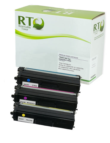 RT TN433 Compatible Brother TN-433 Toner Cartridge, High Yield (CMY, 3-Pack)