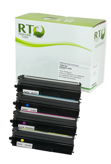 RT TN433 Compatible Brother TN-433 Color Toner Set, High Yield (CMYK, 4-Pack)