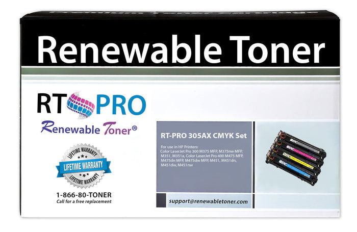 RT PRO Compatible 305A 305X Toner Set, High Yield (CMYK, 4-pack)