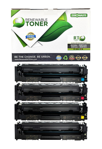 RT 202X CF500X CF501X CF502X CF503X Compatible Toner Cartridge (CMYK, 4-Pack)