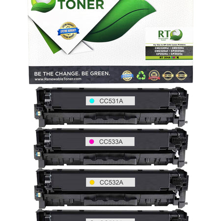 RT 304A CC531A CC533A CC532A CC530A Compatible Toner Color Set (CMYK, 4-Pack)