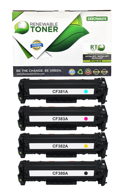 RT 312A CF381A CF382A CF383A CF380A Compatible Toner Color Set (CMYK, 4-Pack)