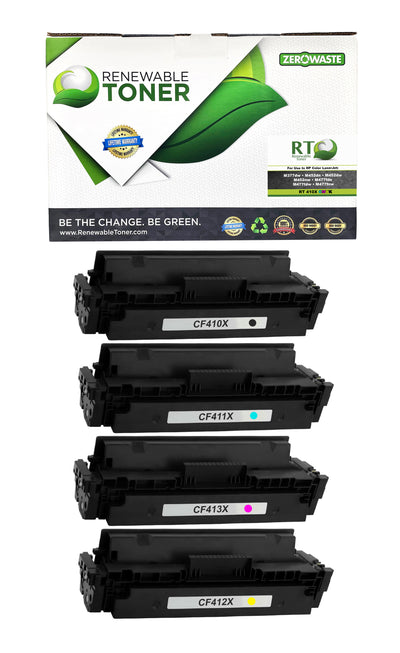 RT 410X CF410X CF411X CF412X CF413X Compatible Color Toner Set (High Yield, 4-Pack)
