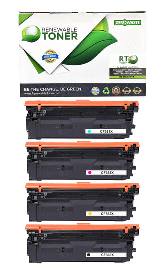 RT 508X CF361X CF363X CF362X CF360X Compatible Toner Color Set (CMYK, 4-Pack )