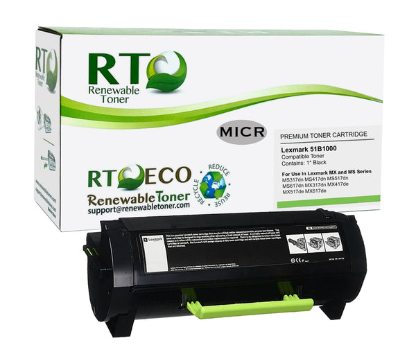 RT 51B1000 MICR Toner for Lexmark MS317 Series Check Printing Cartridge