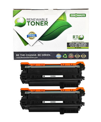 RT 507X Compatible HP CE400X Toner Cartridge, High Yield (Black, 2-Pack)