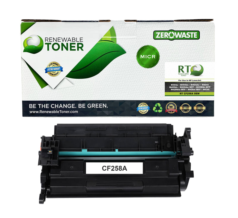 RT 58A OEM Modified HP CF258A MICR Toner Cartridge – Renewable Toner