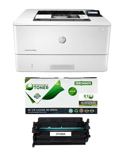 RT M404n LaserJet Pro Check Printer Bundle with 1 RT CF258A MICR Toner Cartridge