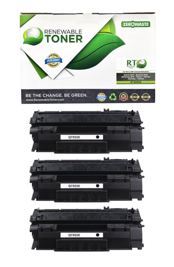 RT 53X Q7553X Compatible Toner Cartridge (High Yield, 3-Pack)