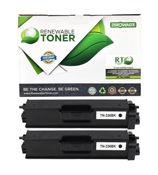 RT Brother TN-336 TN-336BK Compatible Toner Cartridge (High Yield, 2-Pack)