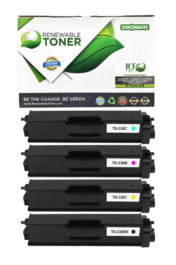 RT Brother TN-336 TN-336C TN-336M TN-336Y TN-336BK Compatible Toner Color Set (CMYK, 4-Pack)