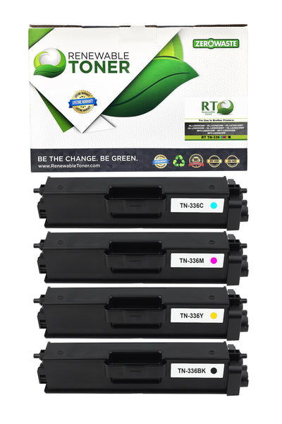 RT Brother TN-336 TN-336C TN-336M TN-336Y TN-336BK Compatible Toner Color Set (CMYK, 4-Pack)