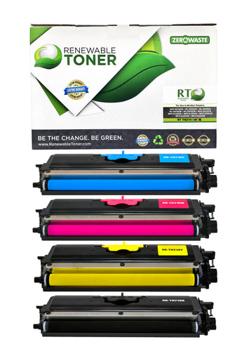 RT Brother TN210 TN-210C TN-210M TN-210Y TN-210BK Compatible Toner Color Set (CMYK, 4-Pack)