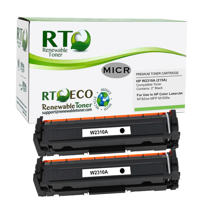 RT Compatible HP W2310A 215A MICR Toner Cartridge (No Chip, 2-Pack)